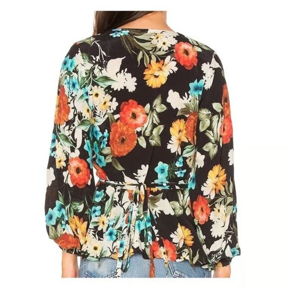 Yumi Kim NWT XS Posh Life Wrap Top - Floral Print Morning Glory flowers - Picture 2 of 3